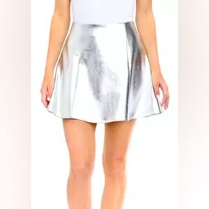 Silver Metallic A-Line Skirt - Size 14
